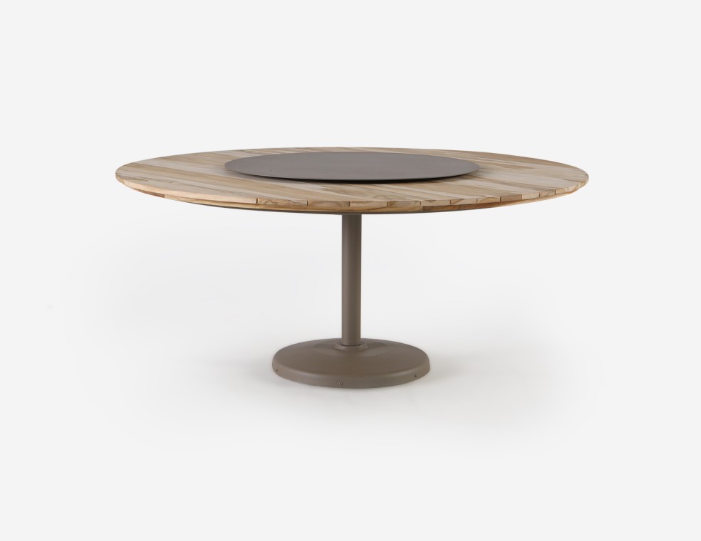 Mesa Base Concreto Tampo em Madeira com Giratório - Calla